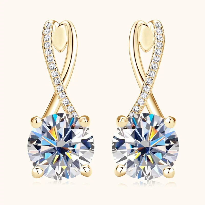 Luxury Infinity Moissanite Gold Plated Earrings