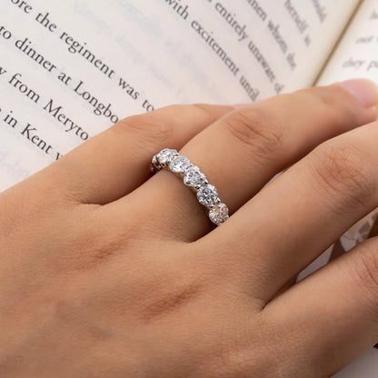 Lovely Heart Cut Moissanite Gold Plated Eternity Ring