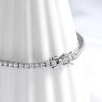2mm Moissanite Rhodium Plated Tennis Bracelet