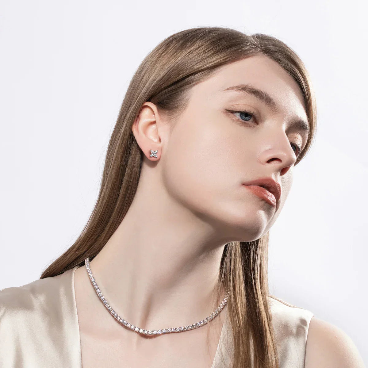 Twinkling Moissanite Stone Gold Plated Earrings