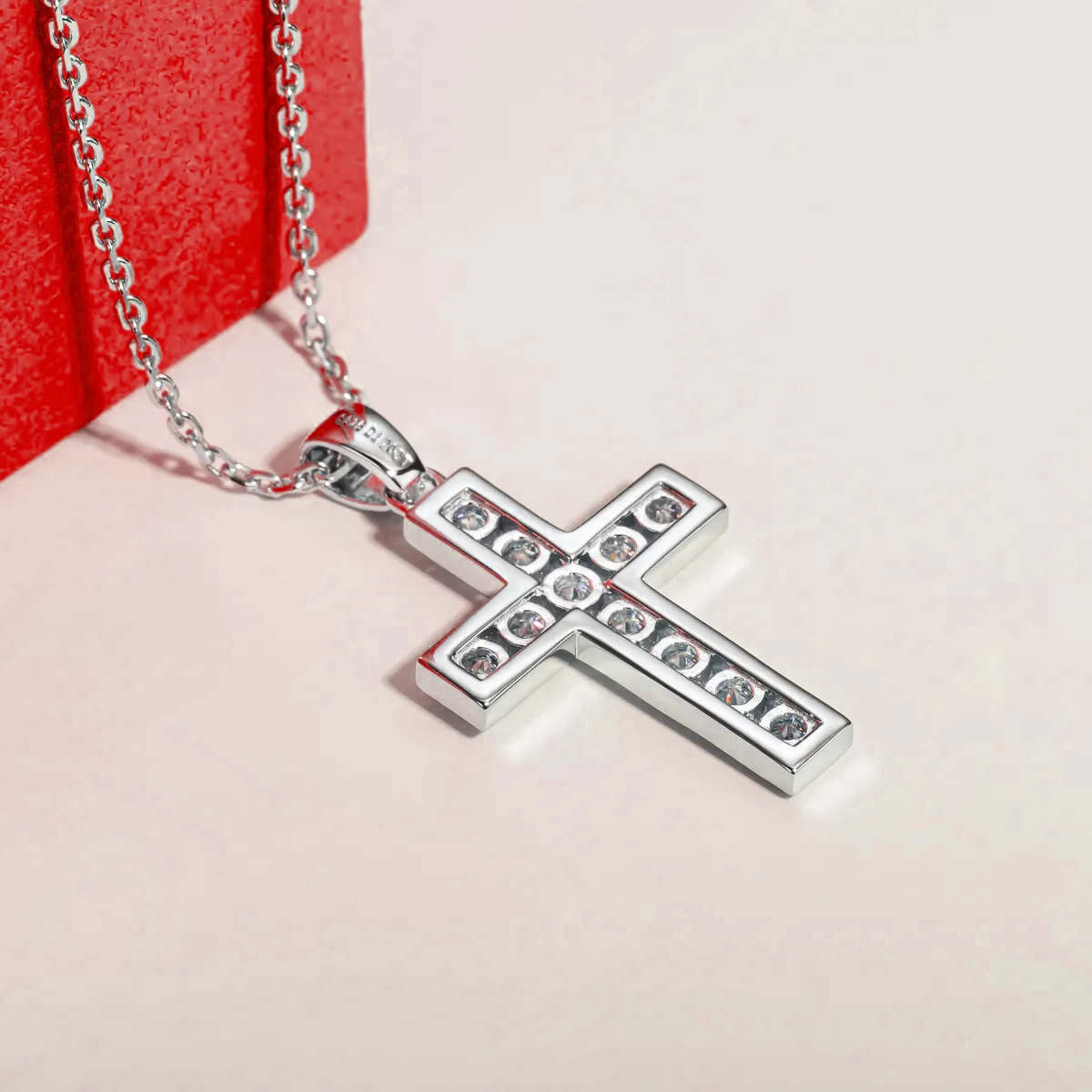 Divine Cross Moissanite Gold Plated Necklace