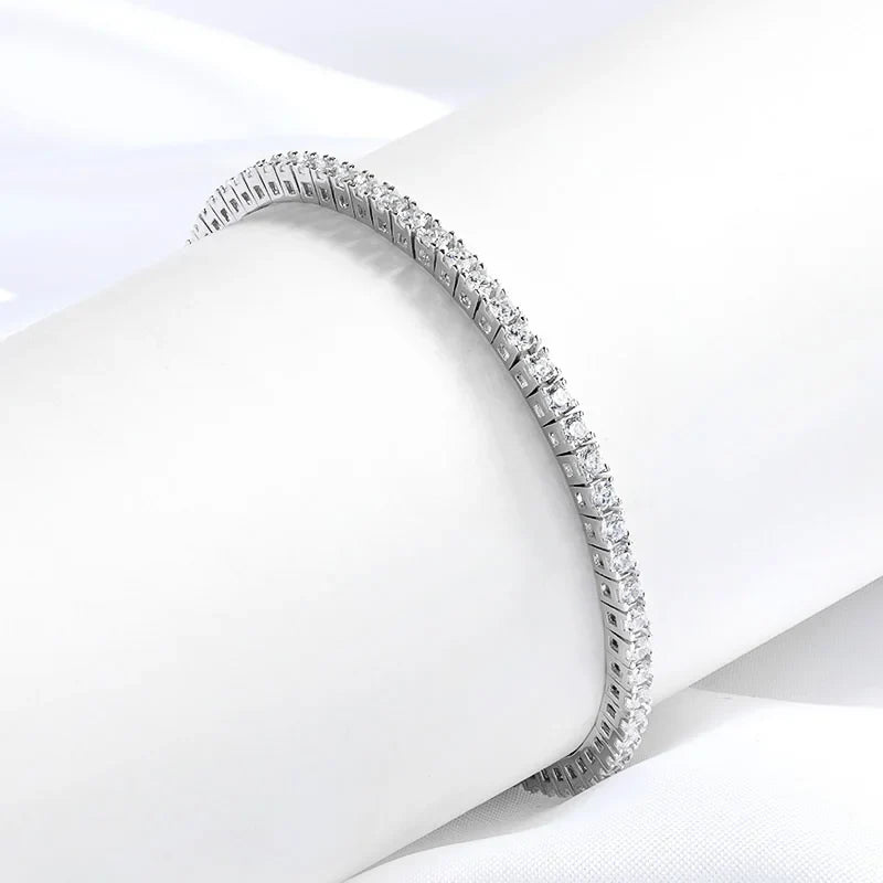 2mm Moissanite Rhodium Plated Tennis Bracelet