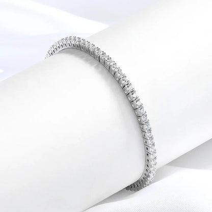 2mm Moissanite Rhodium Plated Tennis Bracelet