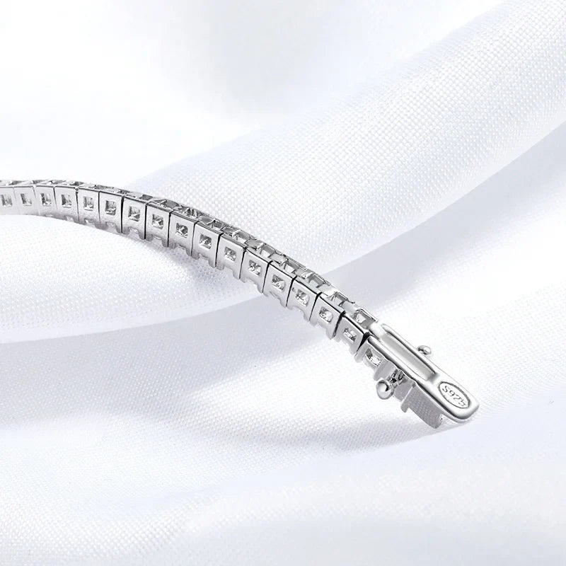 2mm Moissanite Rhodium Plated Tennis Bracelet