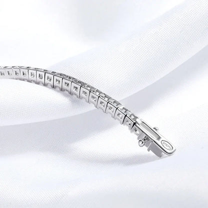 2mm Moissanite Rhodium Plated Tennis Bracelet