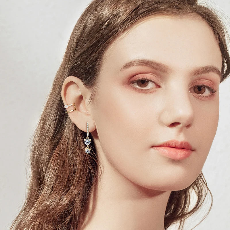 Shimmer Dangle Brilliant Moissanite Gold Plated Earrings