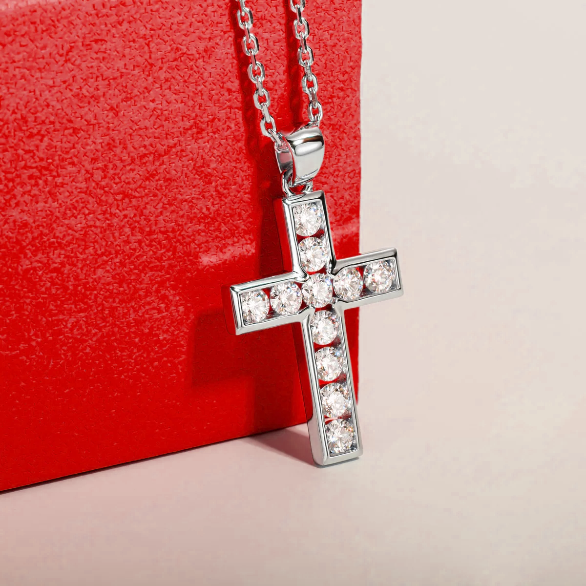 Divine Cross Moissanite Gold Plated Necklace