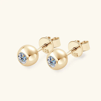 Point Brilliant Moissanite Gold Plated Earrings