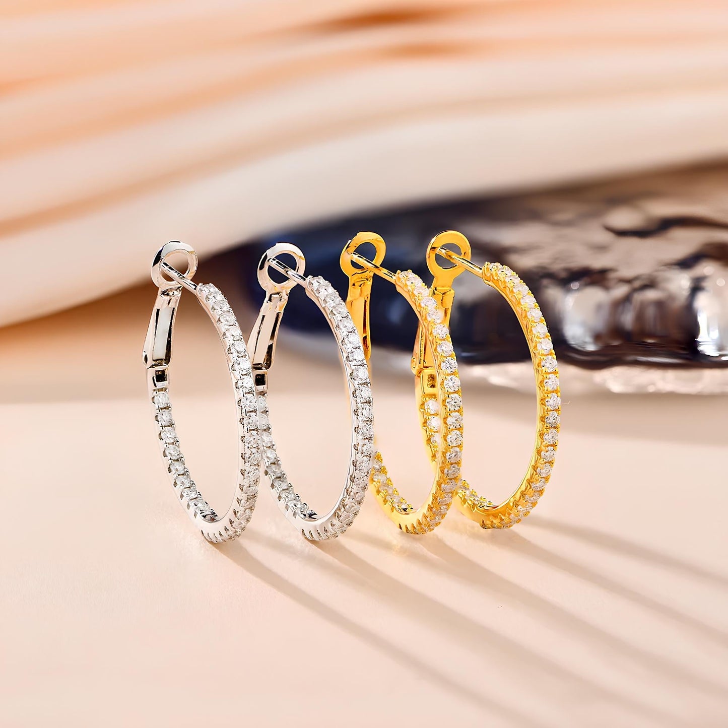 Timeless Moissanite Gold Plated Hoop Earrings
