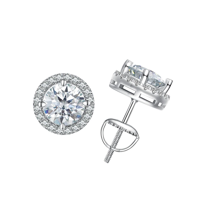 Sphere Moissanite Gold Plated Earrings