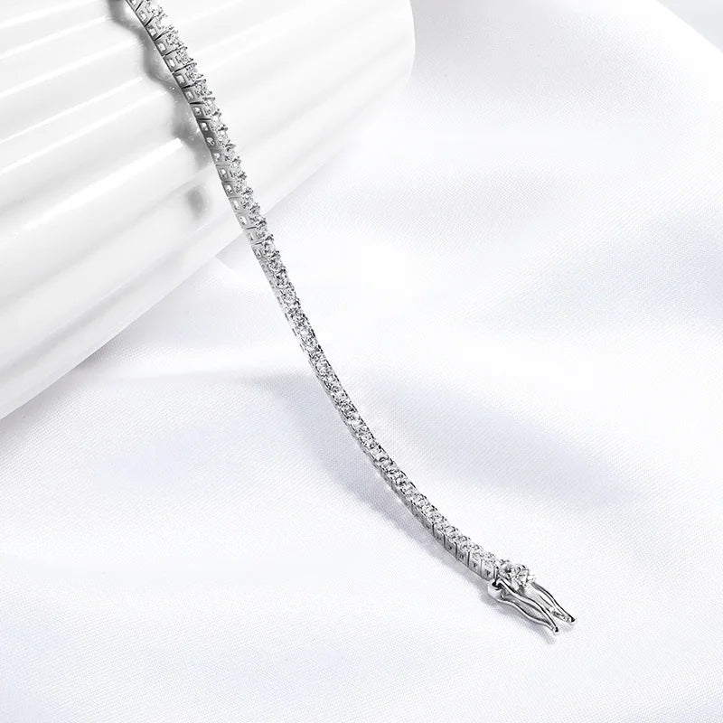 2mm Moissanite Rhodium Plated Tennis Bracelet
