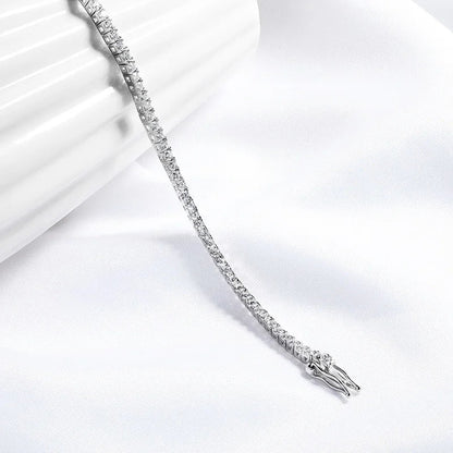 2mm Moissanite Rhodium Plated Tennis Bracelet