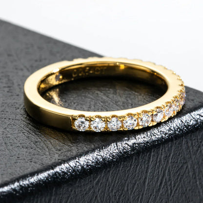 Round Cut Moissanite Gold Plated Half Eternity Ring