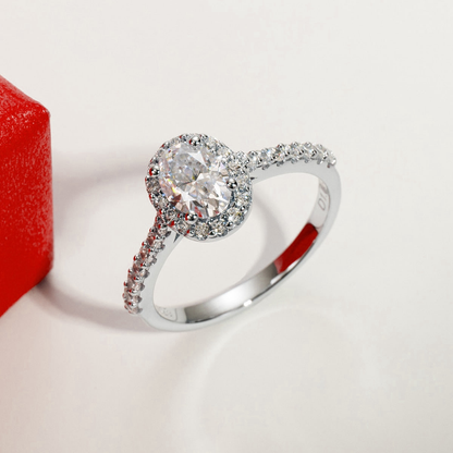 Grace Oval Halo Moissanite Gold Plated Ring