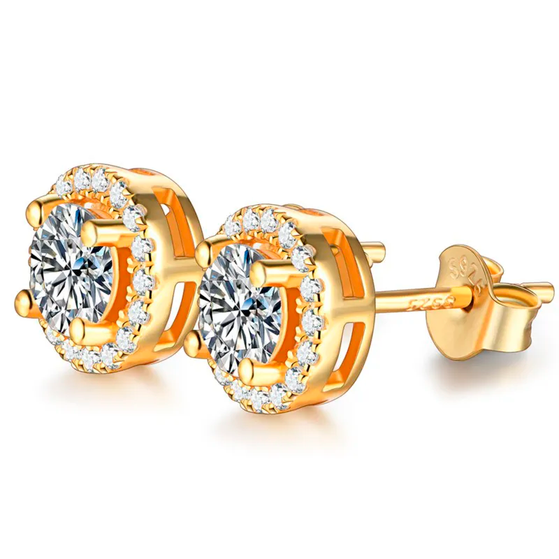 Brinco Cravejado Moissanite Banhado à Ouro 18k - Loratta