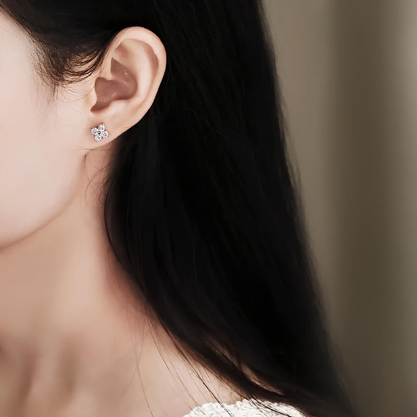 Four Stone Moissanite Gold Plated Earrings