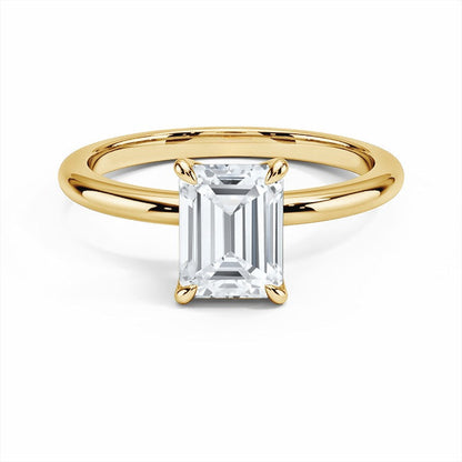 Emerald Moissanite Gold Plated Fine Ring