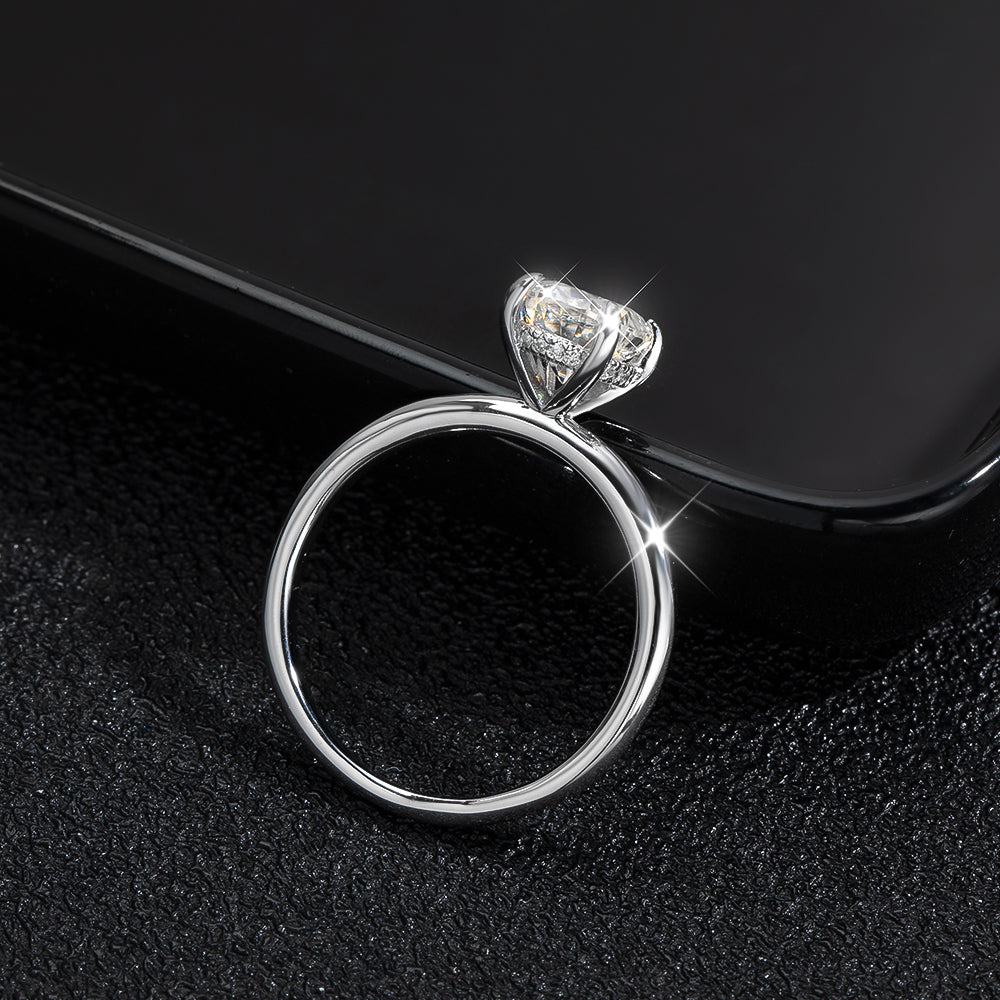 Delicate Oval Moissanite Solitaire Gold Plated Ring