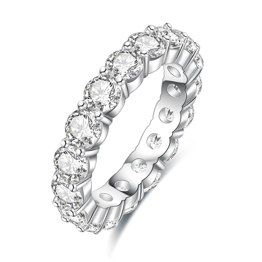 Round Cut Moissanite Gold Plated Full Eternity Ring