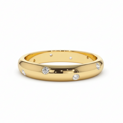 Scattered 15 Points Moissanite Flush Set Gold Plated Ring