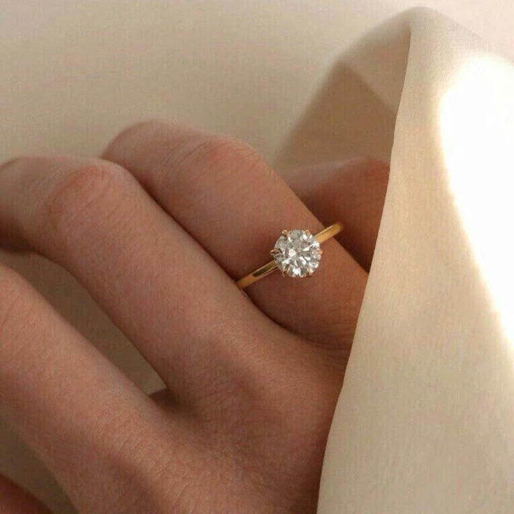 Classic Brilliant Moissanite Solitaire Gold Plated Ring