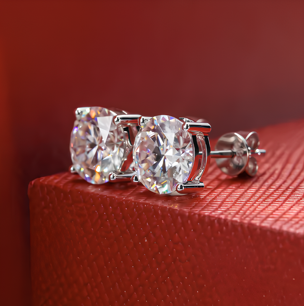 Luxe Solitaire Moissanite Gold Plated Earrings