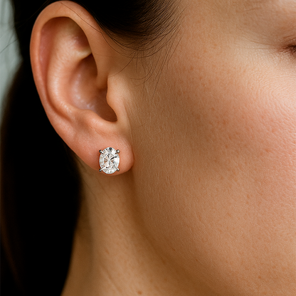 Elegant Oval Moissanite Solitaire Gold Plated Earrings