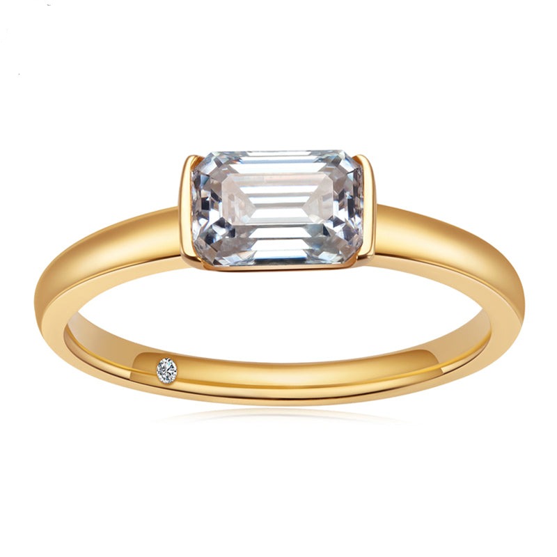 Anel Soft Esmeralda Moissanite - Loratta