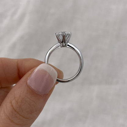 Classic Brilliant Moissanite Solitaire White Gold Plated Ring