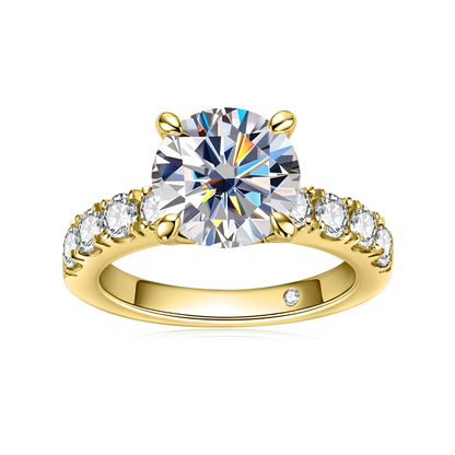 Royal Pavé Band Moissanite Solitaire Gold Plated Ring